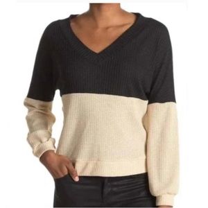 NWT Ceny Waffle Knit Color Block Top Size M